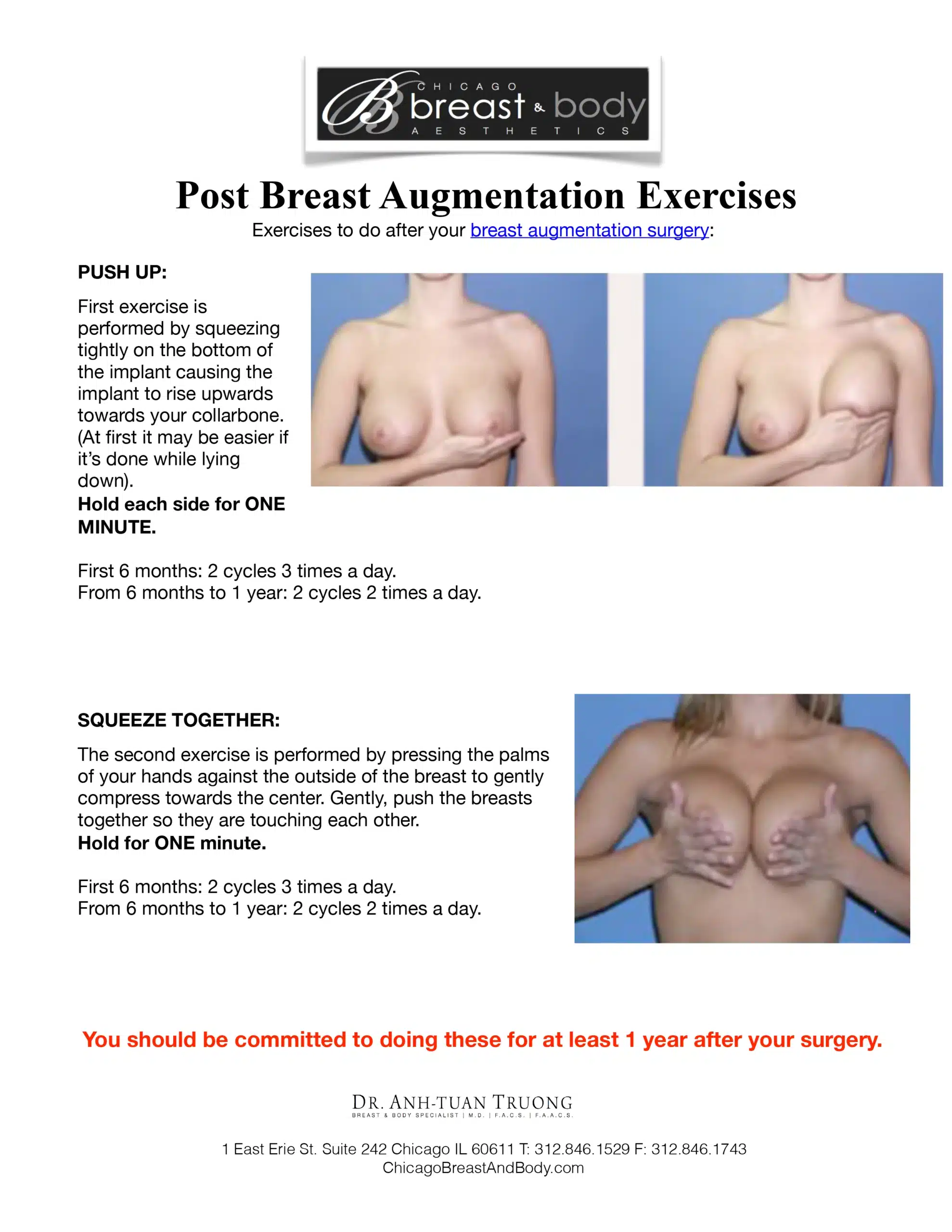 Post breast augmentation exercises